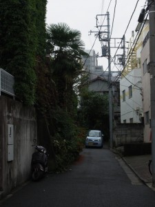 湿った渋谷の路地